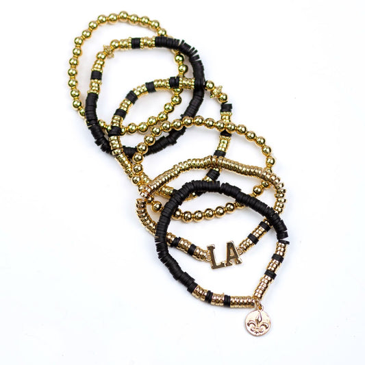 Louisiana Bead Bracelet Stack 7"