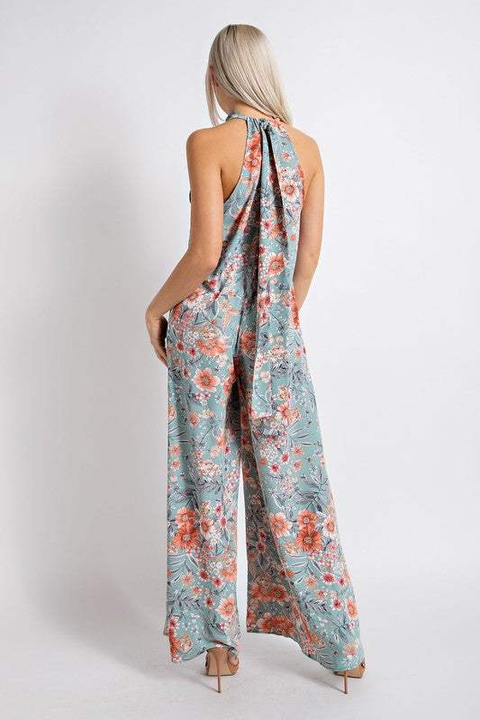 Halter Neck Self Tie Jumpsuit