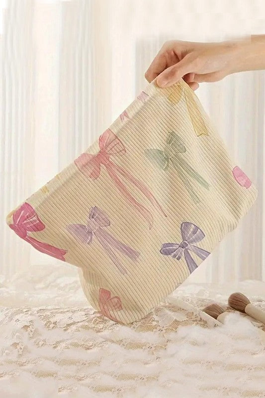Multi Color Bowknot Pattern Makeup Cosmetic Clutch Bag