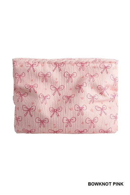 Pink Bowknot Pattern Makeup Cosmetic Clutch Bag
