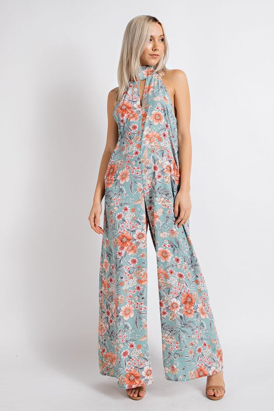 Halter Neck Self Tie Jumpsuit