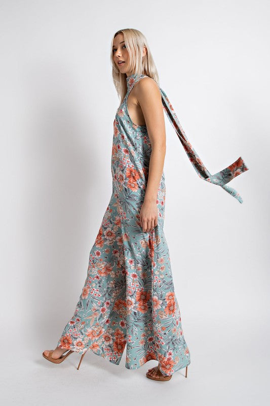 Halter Neck Self Tie Jumpsuit