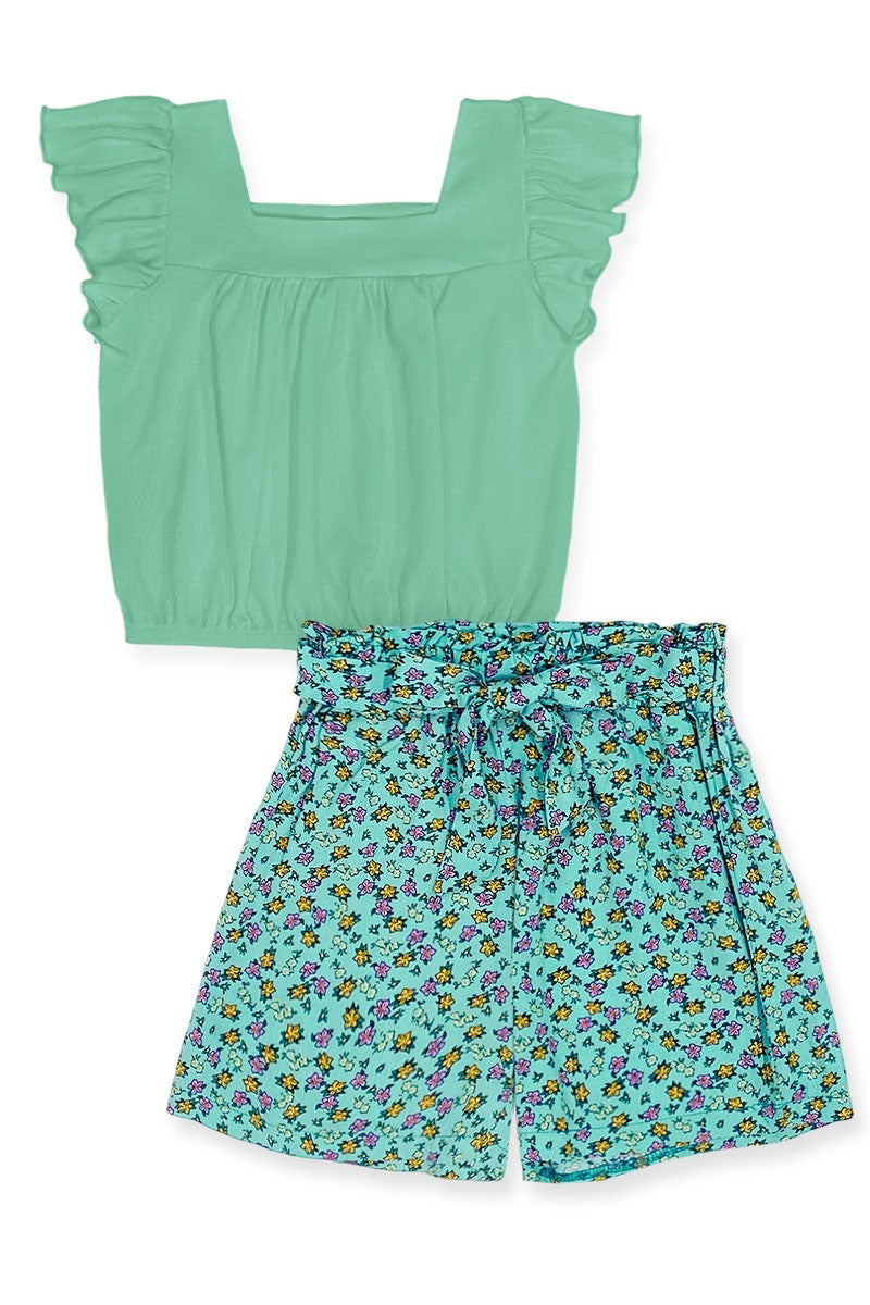 Girl's 2 Pc Floral Short Set