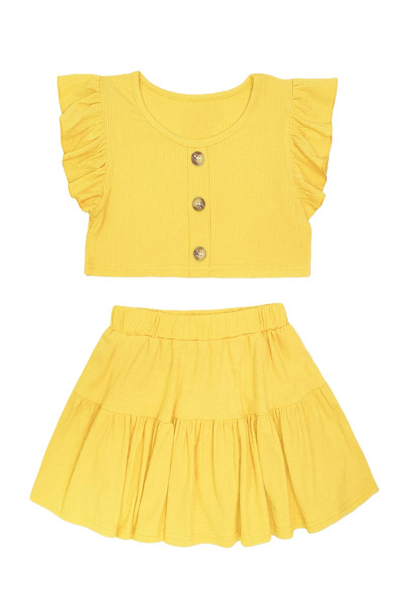 Girl's Ribbed Texture 2 Pc Skirt Set